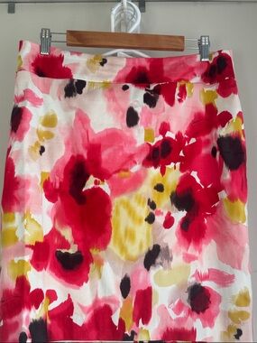 RW&CO. Floral Watercolor Pencil Skirt - Red, Pink, Yellow